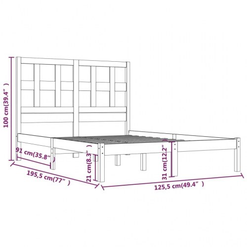 Sengestel 120x190 cm Small Double massivt fyrretræ sort