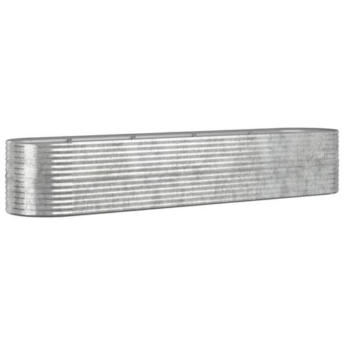 Plantekasse 368x80x68 cm pulverlakeret stål sølvfarvet
