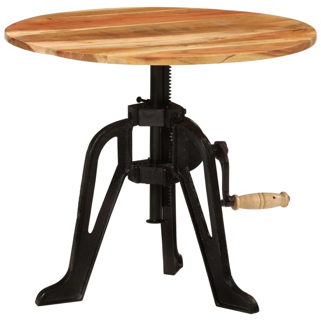 Sidebord 60x(42-62) cm massivt akacietræ og støbejern