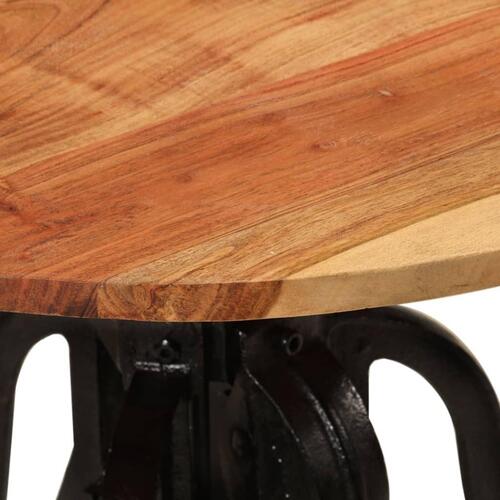 Sidebord 60x(42-62) cm massivt akacietræ og støbejern