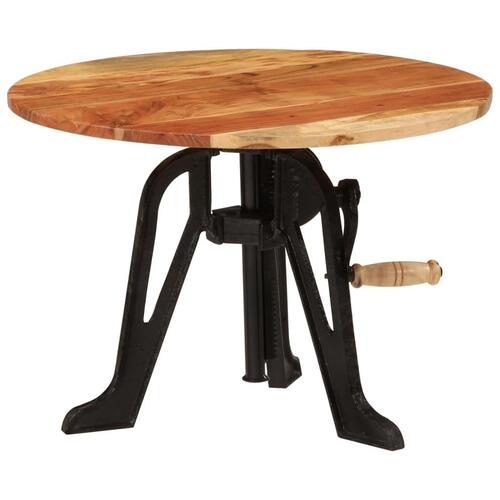 Sidebord 60x(42-62) cm massivt akacietræ og støbejern