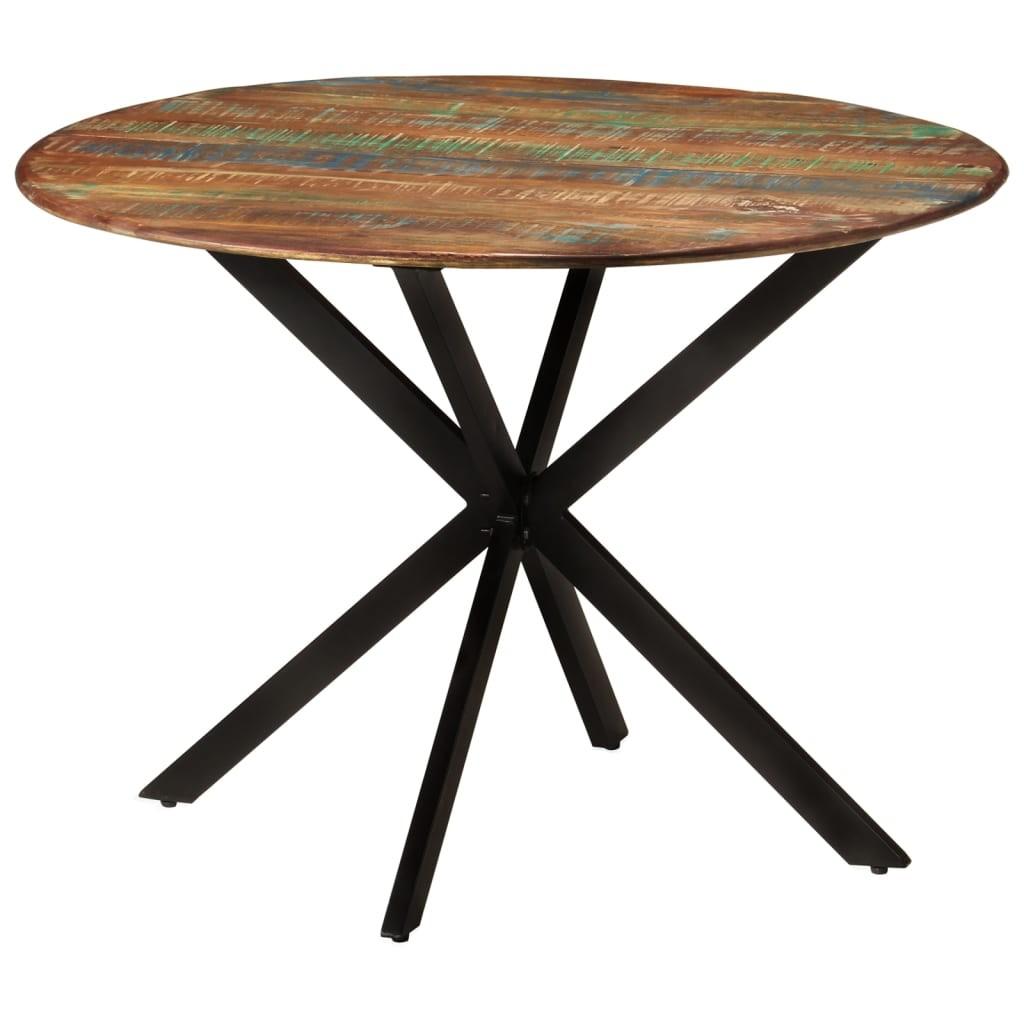 Spisebord Ø110×78 cm massivt genbrugstræ og stål