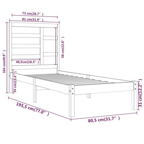 Sengeramme 75x190 cm Small Single massivt træ sort