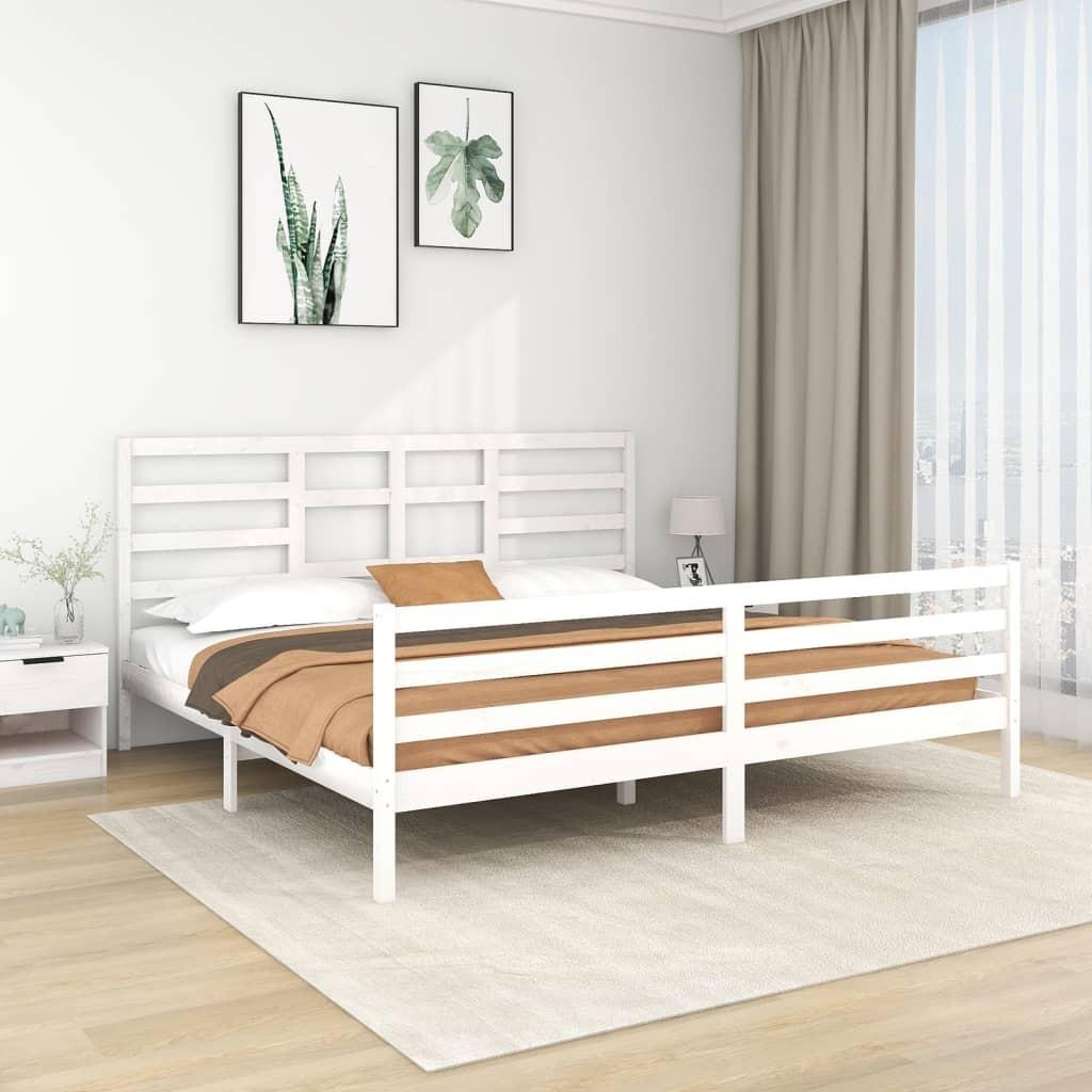 Sengeramme 200x200 cm massivt træ hvid