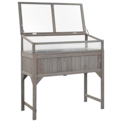 Hævet plantekasse med drivhus 120 x 54 x 120 cm grantræ