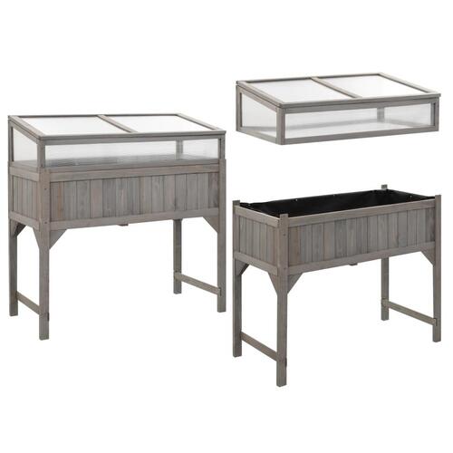 Hævet plantekasse med drivhus 120 x 54 x 120 cm grantræ