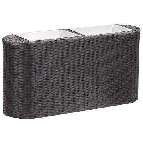 Hævet plantekasse 80x25x40 cm polyrattan sort