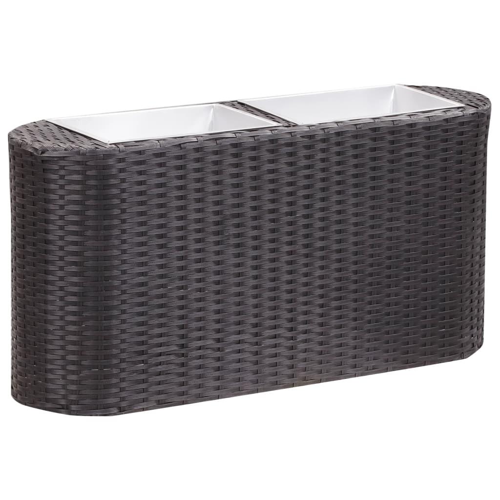 Hævet plantekasse 80x25x40 cm polyrattan sort