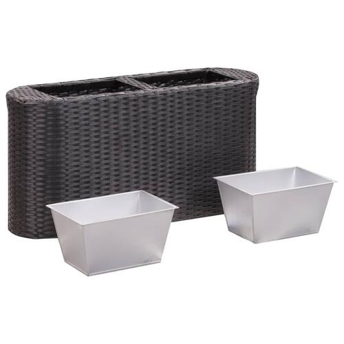 Hævet plantekasse 80x25x40 cm polyrattan sort