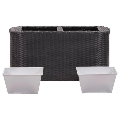 Hævet plantekasse 80x25x40 cm polyrattan sort