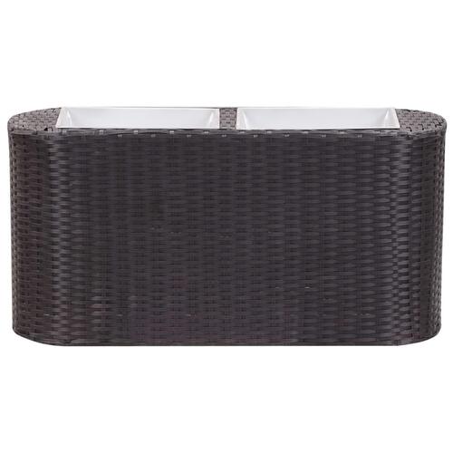 Hævet plantekasse 80x25x40 cm polyrattan sort