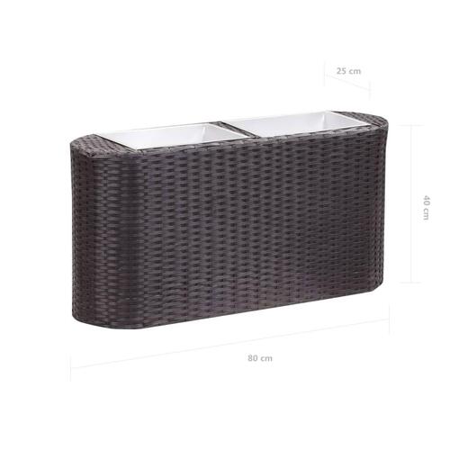 Hævet plantekasse 80x25x40 cm polyrattan sort