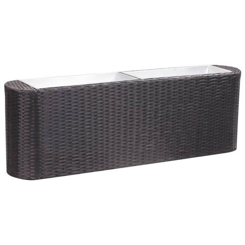 Hævet plantekasse 120x24x40 cm polyrattan sort
