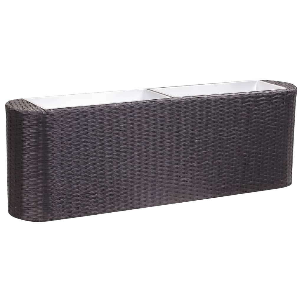 Hævet plantekasse 120x24x40 cm polyrattan sort