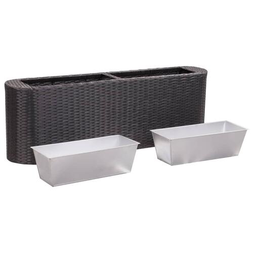 Hævet plantekasse 120x24x40 cm polyrattan sort