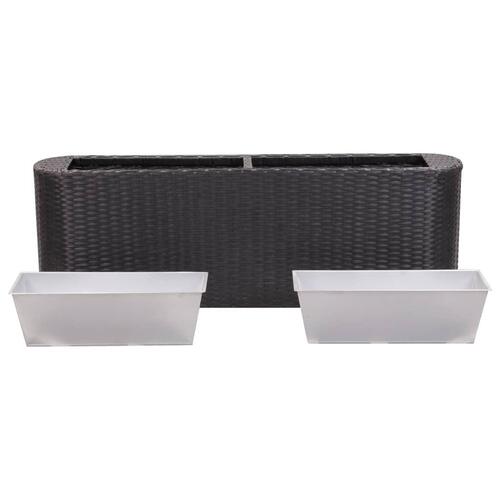Hævet plantekasse 120x24x40 cm polyrattan sort