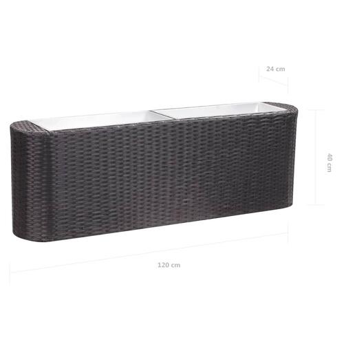 Hævet plantekasse 120x24x40 cm polyrattan sort