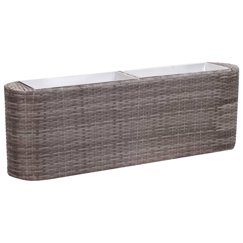 Hævet plantekasse 120x24x40 cm polyrattan grå
