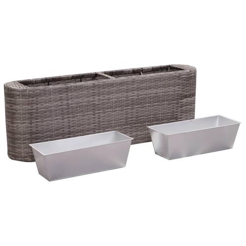 Hævet plantekasse 120x24x40 cm polyrattan grå