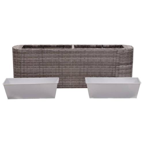 Hævet plantekasse 120x24x40 cm polyrattan grå
