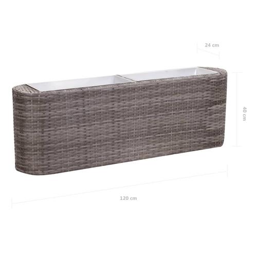 Hævet plantekasse 120x24x40 cm polyrattan grå