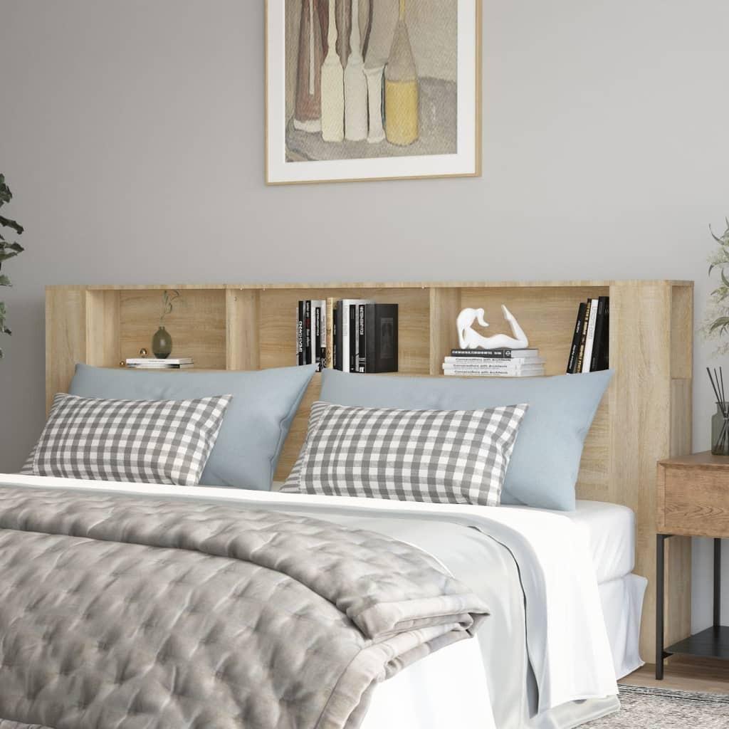 Sengegavl med opbevaring 220x18,5x104,5 cm sonoma-eg