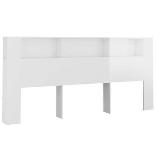 Sengegavl med opbevaring 220x18,5x104,5 cm hvid højglans