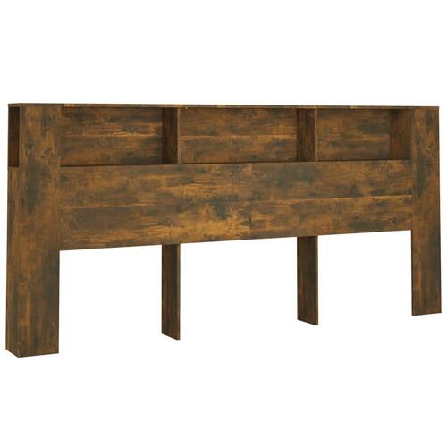 Sengegavl med opbevaring 220x18,5x104,5 cm røget egetræsfarve