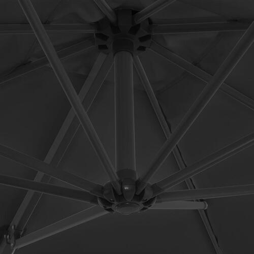 Hængeparasol med stålstang 250 x 250 cm antracitgrå