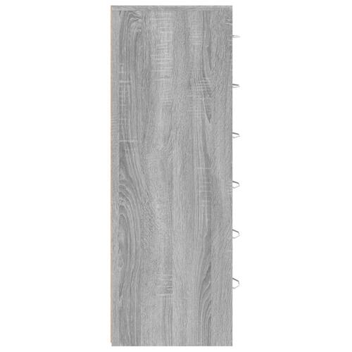 Skænk med 6 skuffer 50x34x96 cm konstrueret træ grå sonoma-eg