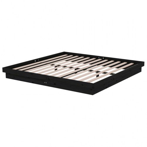 Sengeramme 200x200 cm massivt træ sort