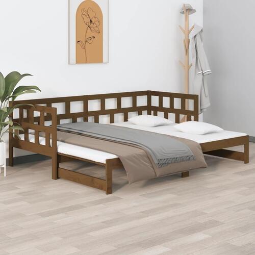 Daybed med udtræk 2x(90x190) cm massivt fyrretræ gyldenbrun