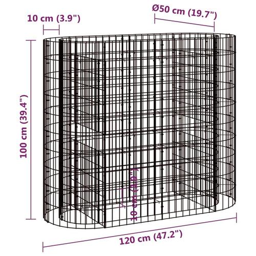Gabion-højbed 120x50x100 cm galvaniseret jern