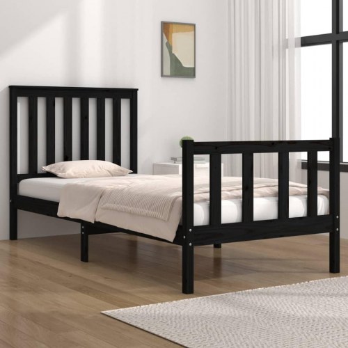 Sengeramme 75x190 cm Small Single massivt fyrretræ sort