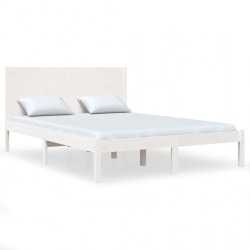Sengeramme uden madras 120x200 cm massivt fyrretræ hvid