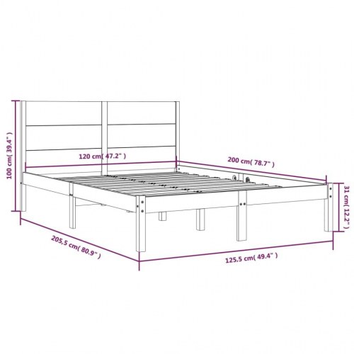 Sengeramme uden madras 120x200 cm massivt fyrretræ hvid