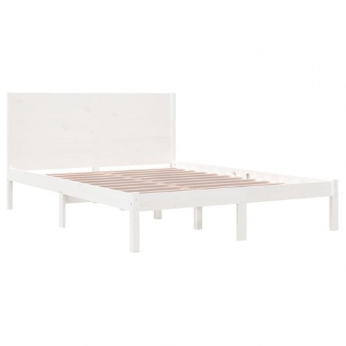 Sengeramme uden madras 140x200 cm massivt fyrretræ hvid
