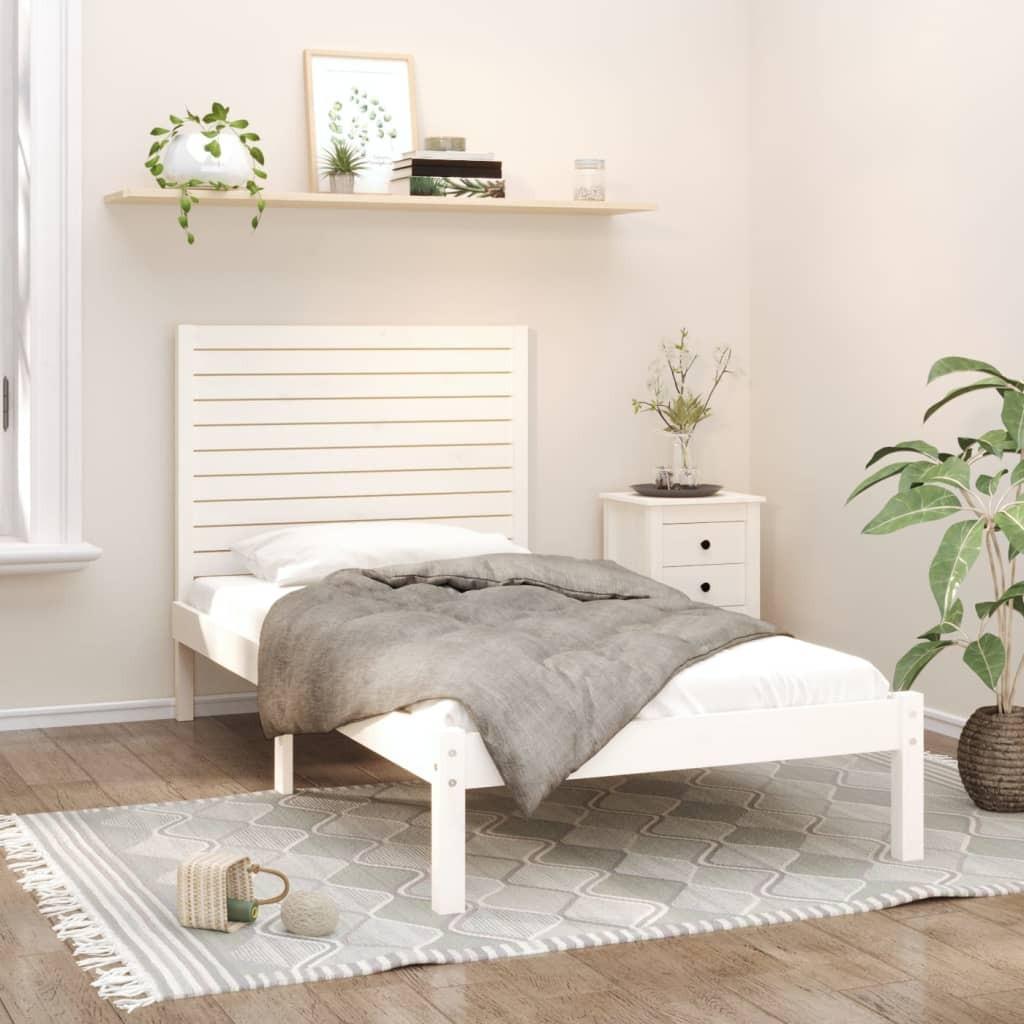 Sengeramme 100x200 cm massivt træ hvid