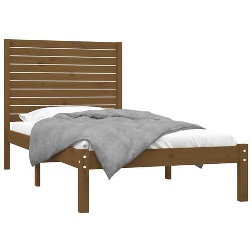 Sengeramme 100x200 cm massivt træ gyldenbrun