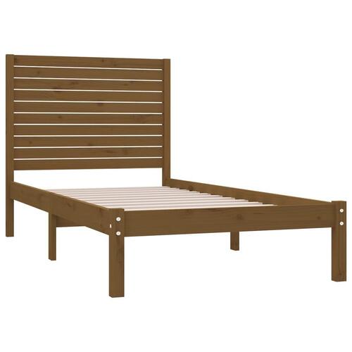 Sengeramme 100x200 cm massivt træ gyldenbrun