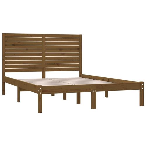 Sengeramme 120x200 cm massivt træ gyldenbrun