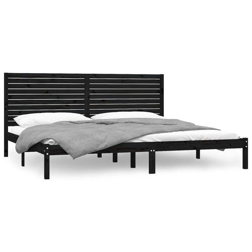 Sengestel 180x200 cm Super King massivt fyrretræ sort