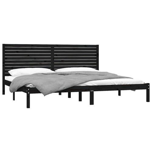 Sengestel 180x200 cm Super King massivt fyrretræ sort