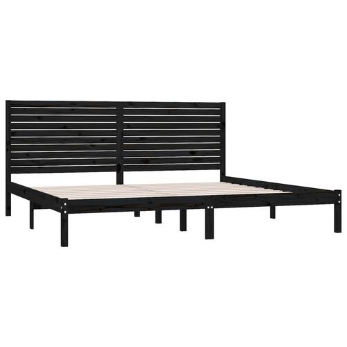 Sengestel 180x200 cm Super King massivt fyrretræ sort