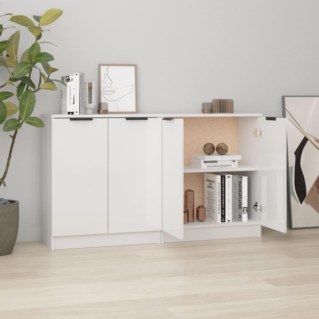 Skænke 2 stk. 60x30x70 cm konstrueret træ hvid højglans