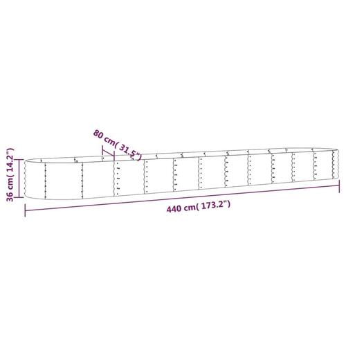 Plantekrukke 440x80x36 cm pulverlakeret stål brun