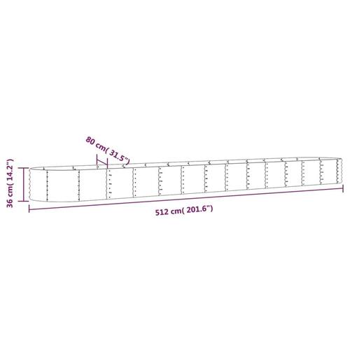 Plantekasse 512x80x36 cm pulverlakeret stål grøn