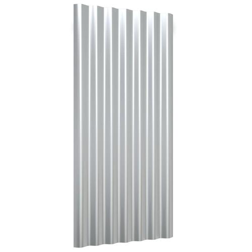 Tagplader 12 stk. 80x36 cm pulverlakeret stål sølvfarvet