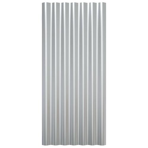 Tagplader 12 stk. 80x36 cm pulverlakeret stål sølvfarvet
