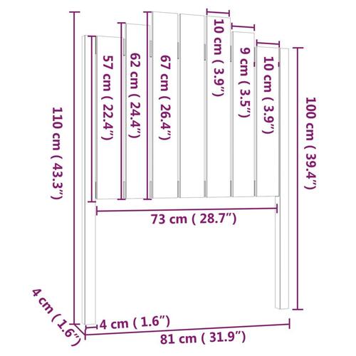 Sengegærde 81x4x110 cm massivt fyrretræ